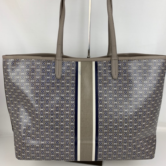 New Tory Burch Gemini Leather & Canvas Tote - Picture 4 of 7